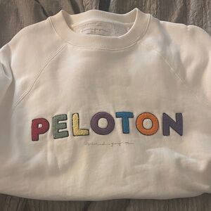 Never worn Peloton spiritual gangster White Sweatshirt with Colorful Logo